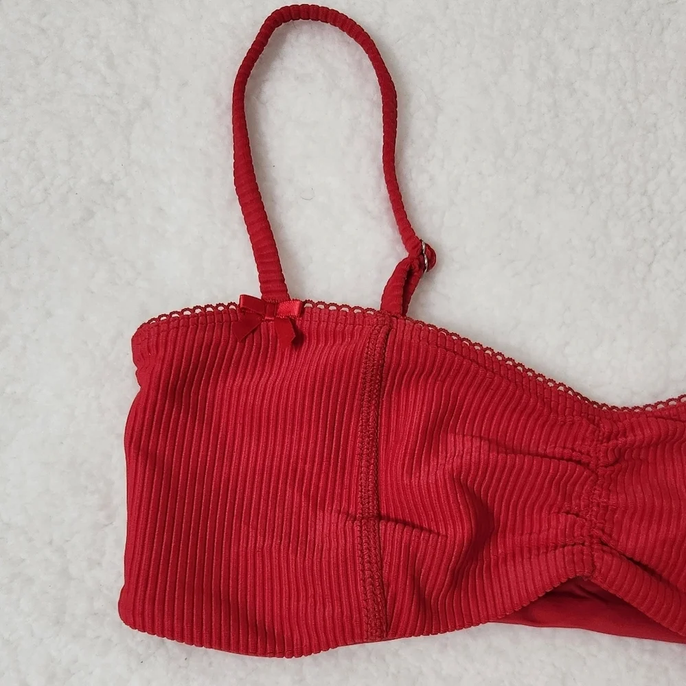 New!Frankie's Bikinis Cleo‎ Ribbed Bralette Bikini Top